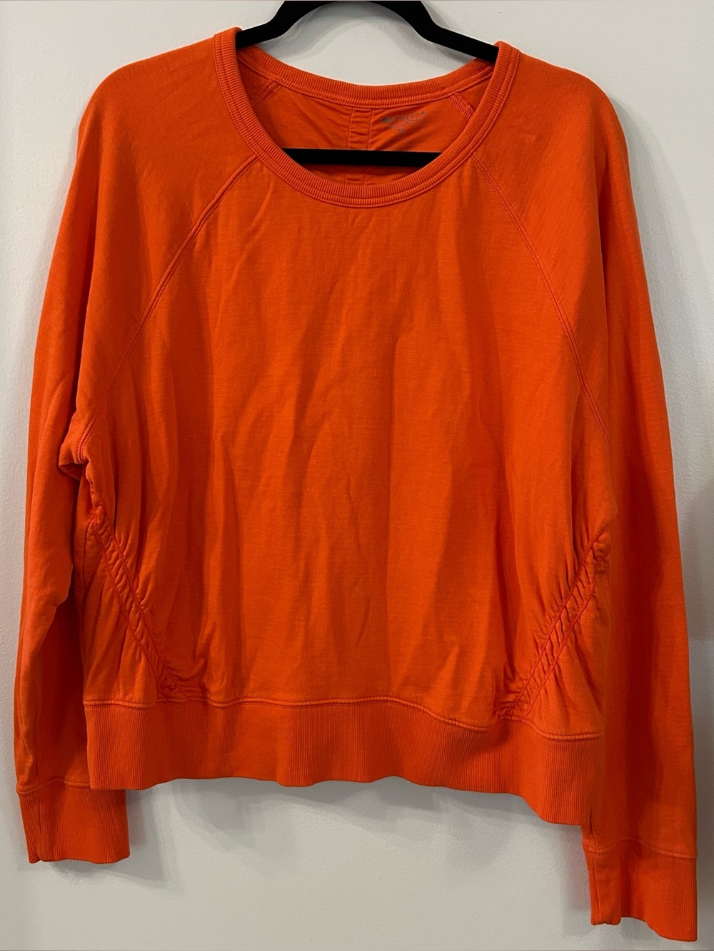 Athleta Women’s Sundown Puckered Crewneck Sweatshirt Ruched Pullover Size XL